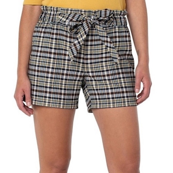 Liverpool LA Preppy Plaid Hi Waist Shorts Tied Elastic Waist Multicolor Sz Small - Picture 14 of 14